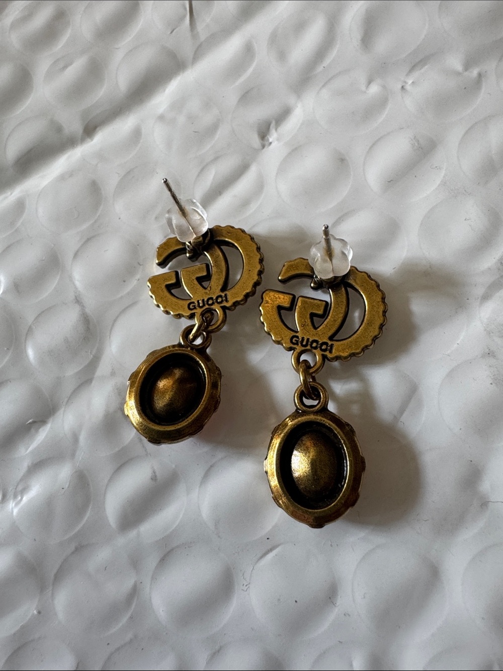 Earrings Gold-Tone Crystal GG Drop Earrings with Red crystal - Picture 4 of 4
